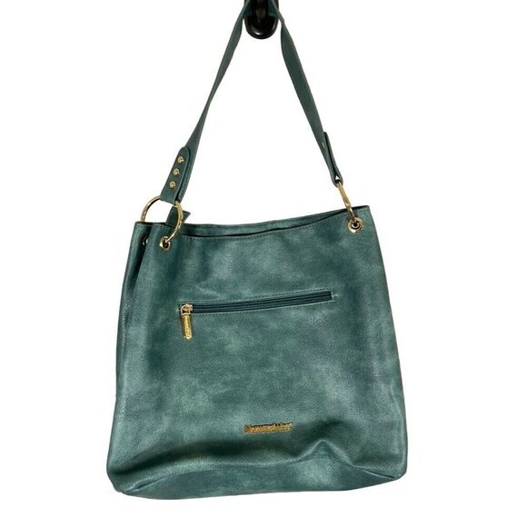 Montana West Bag Blue Leather Metallic Studs Boho Western Retro Classic 80s - Picture 3 of 13